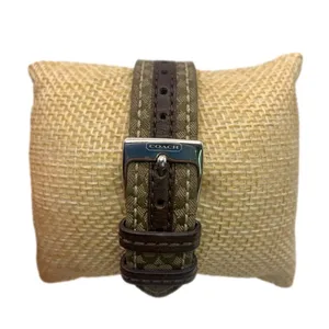COACH Silver-tone Brown Canvas Genuine Leather Ladies Wristlet Watch thumbnail 3
