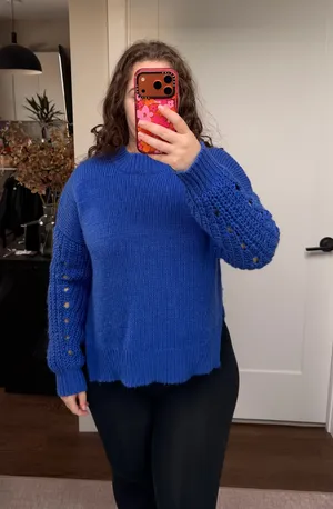 Cobalt blue knit sweater thumbnail 1