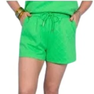 Mary Square Claire Textured Shorts Women S Green Athleisure‎ Preppy Loungewear thumbnail 1