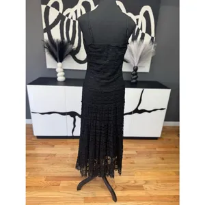 Max Studio Black Lace Strapless Midi Dress Women's Size 12 EUC Cocktail Chic thumbnail 2