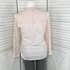 Bedford Fair Lace Sleeve Mock Neck‎ Shirt Pink Large Tee Coquette Victorian Soft thumbnail 4