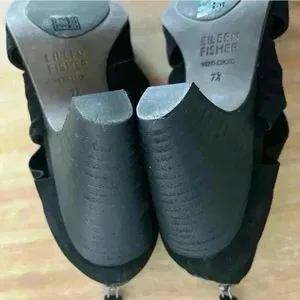 EILEEN FISHER Mary Knotted Black Suede Cutout Kitten Heel Pumps‎ - US 7.5 thumbnail 9