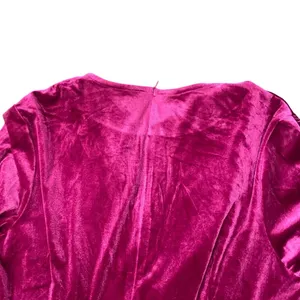 XPlusWear V-Neck Long Sleeve Velvet Maxi Dress in Magenta, Size XL​ thumbnail 6