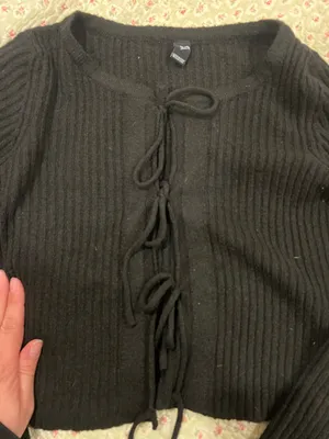Windsor Black Ribbed Lace-Up Knit Top thumbnail 3
