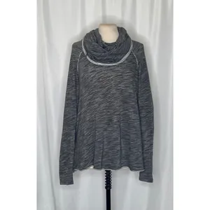 FREE PEOPLE FP Beach Cacoon Cowl Neck Knit Top Gray Space Dye X-Small Small thumbnail 2
