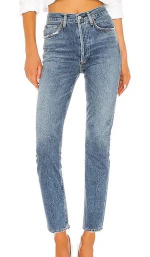 AGOLDE Riley High Rise Straight Crop Jeans Rigid Cotton‎ Denim thumbnail 1