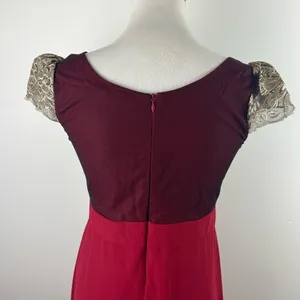 Mango Suit Burgundy Gold Embroidered Evening Gown Fits Medium thumbnail 6