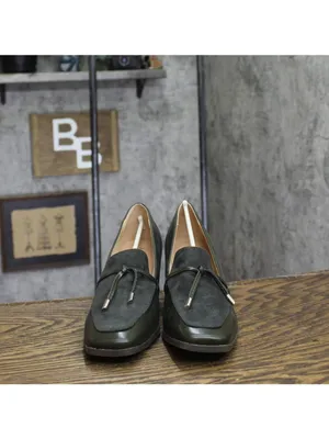 NWT Journee Collection Womens Crawford Block Heel Loafer Pumps Olive Green 7M thumbnail 8