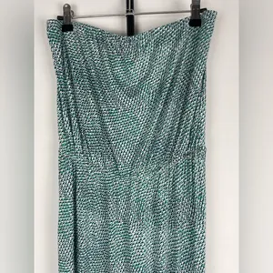 Joie Dalila Blue Green All Over Leaf Pattern Strapless Coastal Beach Maxi Dress‎ thumbnail 2