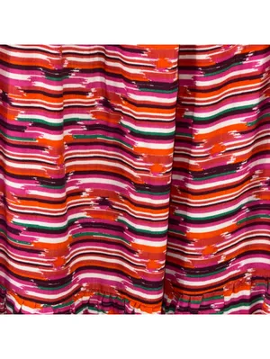 LOFT Striped Tiered Midi Dress Size 12 Pink Red thumbnail 5