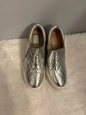 Silver slip on Metallic Sz.7 with wedge thumbnail 7
