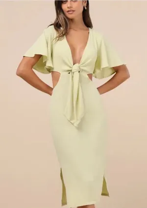 Lulu’s Tie-Front Cut-Out Midi Dress thumbnail 1