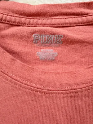 VS PINK The Ocean Made Me Salty Long Sleeve Pocket Campus Tee Salmon Peach M thumbnail 4