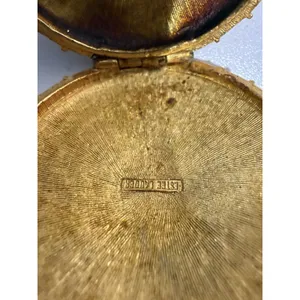 Estée Lauder 1973 Empty Perfume Dew Lapis Lazuli‎ Pendant Gold Tone Necklace thumbnail 4