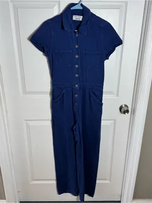 Reformation Izzy Boiler Jumpsuit Size 4 Blue‎ Denim Utility Relaxed Straight Leg thumbnail 8
