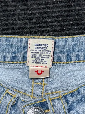 RARE Vintage True Religion Ultra Low Rise Twisted Flare Jeans Distressed 27 x 33 thumbnail 14
