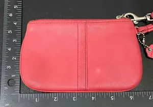 COACH F-42389 Reddish Pink Pebbled Leather Small Wristlet thumbnail 7