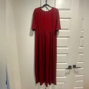 Allegrace 2XL Burgundy Maxi Dress Empire Waist Button Front Casual Boho thumbnail 8