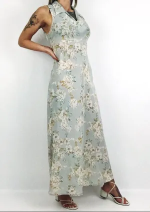 Vintage 90’s Sleeveless Botanical Maxi Dress | Size M thumbnail 5