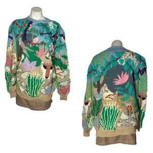 MABEL’S Colorful Sweater Crew Neck Pastel Animals Scenic Novelty Top VINTAGE 80s thumbnail 7