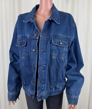 Women's Natural Identity Denim Jean Jacket Y2K Trucker Blue Sz XL 20 thumbnail 1