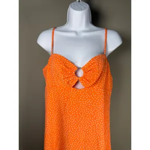 Bar III Orange Polka Dot O Ring Cutout‎ Dress Sundress NWT Size Medium thumbnail 3