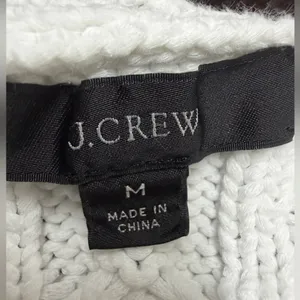 J. Crew Cable Knit White Sweater Chunky Cropped Preppy Academia‎ Y2K Fisherman thumbnail 5