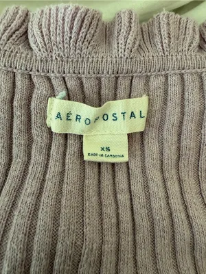 Aeropostale Lavender Knit Cropped top XS Small Ruffle Trim Coquette Fairycore thumbnail 3