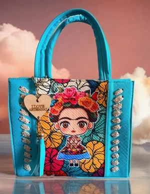 Artisan Vibrant Blue Tote with Floral Embroidery thumbnail 1
