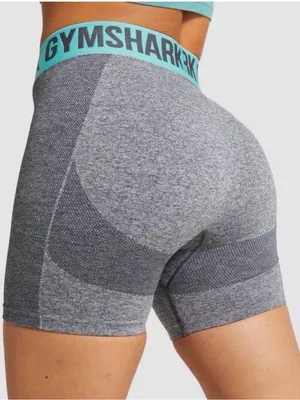 Gymshark Gray Seamless Workout Biker Shorts with Mint Logo Waistband thumbnail 2