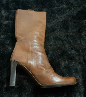 Vintage Miu Miu Cognac Leather Knee high boots 37 7 SINGLE LEFT BOOT thumbnail 1