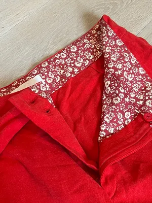 Anthropologie Red Linen Tie Front Cropped Wide Leg Pants Women’s Size 14 thumbnail 5