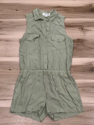 Anthropologie Cloth & Stone Bette Sleeveless Utility Romper Green Women’s Medium thumbnail 2