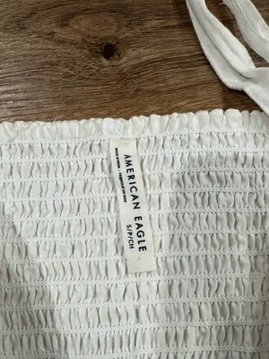 AMERICAN EAGLE Lace Trim White Boho Cotton Babydoll Mini Dress | Size Small thumbnail 3