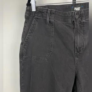Paige Faded Mist Black Mayslie Relaxed Cropped Jogger Jean Pants Size 32‎ thumbnail 2
