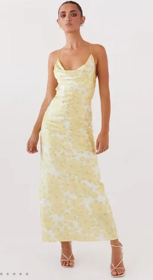 Peppermayo Coastal Escape Satin Maxi Dress - Daffodil thumbnail 1