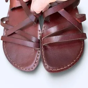Jerusalem Camel Brown Leather Strappy Jesus Sandals Women’s Size 41 Comfy Boho thumbnail 6