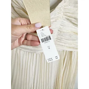 NWT Anthropologie Let Me Be One-Shoulder Pleated Maxi Dress Cream White Medium thumbnail 7