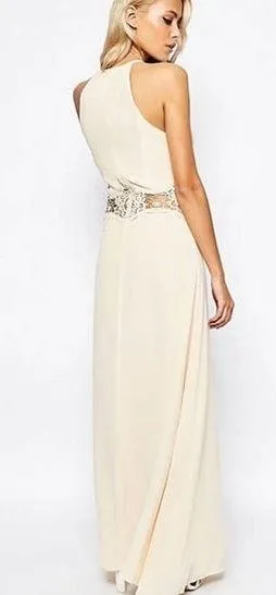 NWT Jarlo London ASOS Cream Aden Maxi Dress Lace Insert Waist Size XS/8 thumbnail 2