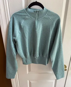 Gymshark Mint Green Quarter-Zip Pullover thumbnail 1