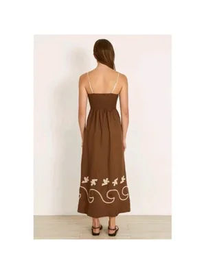 Mon Renn Fresco Embroidered Linen Blend Midi Dress thumbnail 4