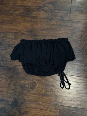 Abercrombie & Fitch Black Strapless Ruffle Crop Top - Women thumbnail 2