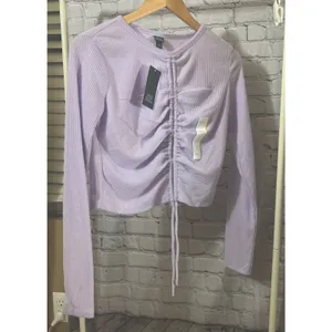 Wild Fable Long Sleeve Lace-Up Cozy Knit Blouse Purple Women's Small NWT thumbnail 5