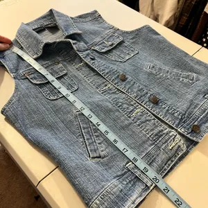 Vintage 90s Relativity Cotton Denim Utility Cargo Vest Size Medium thumbnail 9