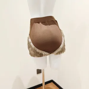 Others Follow Brown Corduroy High-waist Shorts Faux Fur thumbnail 4