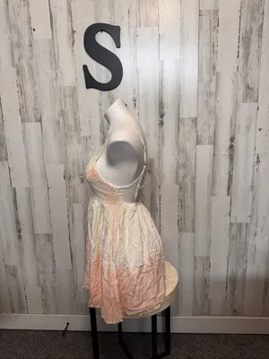 Lulus Crochet Bust Tie Dye Backless Mini Dress Womens Small Peach Ivory Boho thumbnail 6
