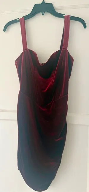 Valentine Cider Deep Red Velvet Woman’s Dress thumbnail 1