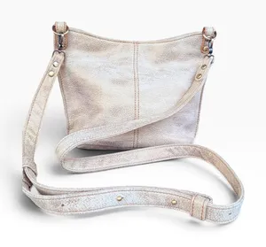 HOBO White/Ivory Gold Patina Leather Small Crossbody Bag Purse Adjustable Strap thumbnail 1