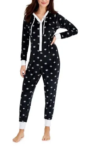 Jenni Fleece Eye Pattern Hooded Onesie Pajamas - Size XS (NWT/No Tags) thumbnail 1