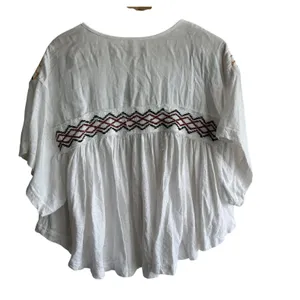 Free People Market Tee M Dolman Embroidered V-Neck Boho Cotton *NWOT* thumbnail 3